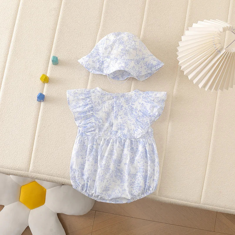 Light Blue Romper W Hat