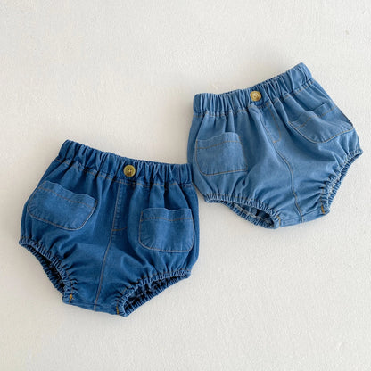 Pocketed Denim Bloomer Shorts