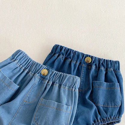 Pocketed Denim Bloomer Shorts