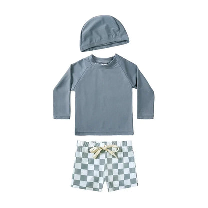 Boys Long sleeve Swimsuit Set. 3Pcs