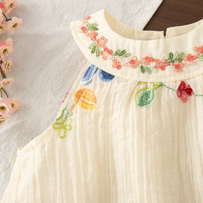 Embroidered Round Neck Dress