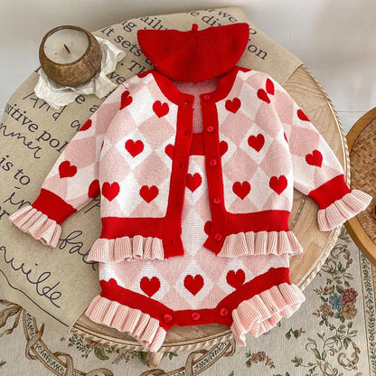 Heart Ruffle Knitted Outfit