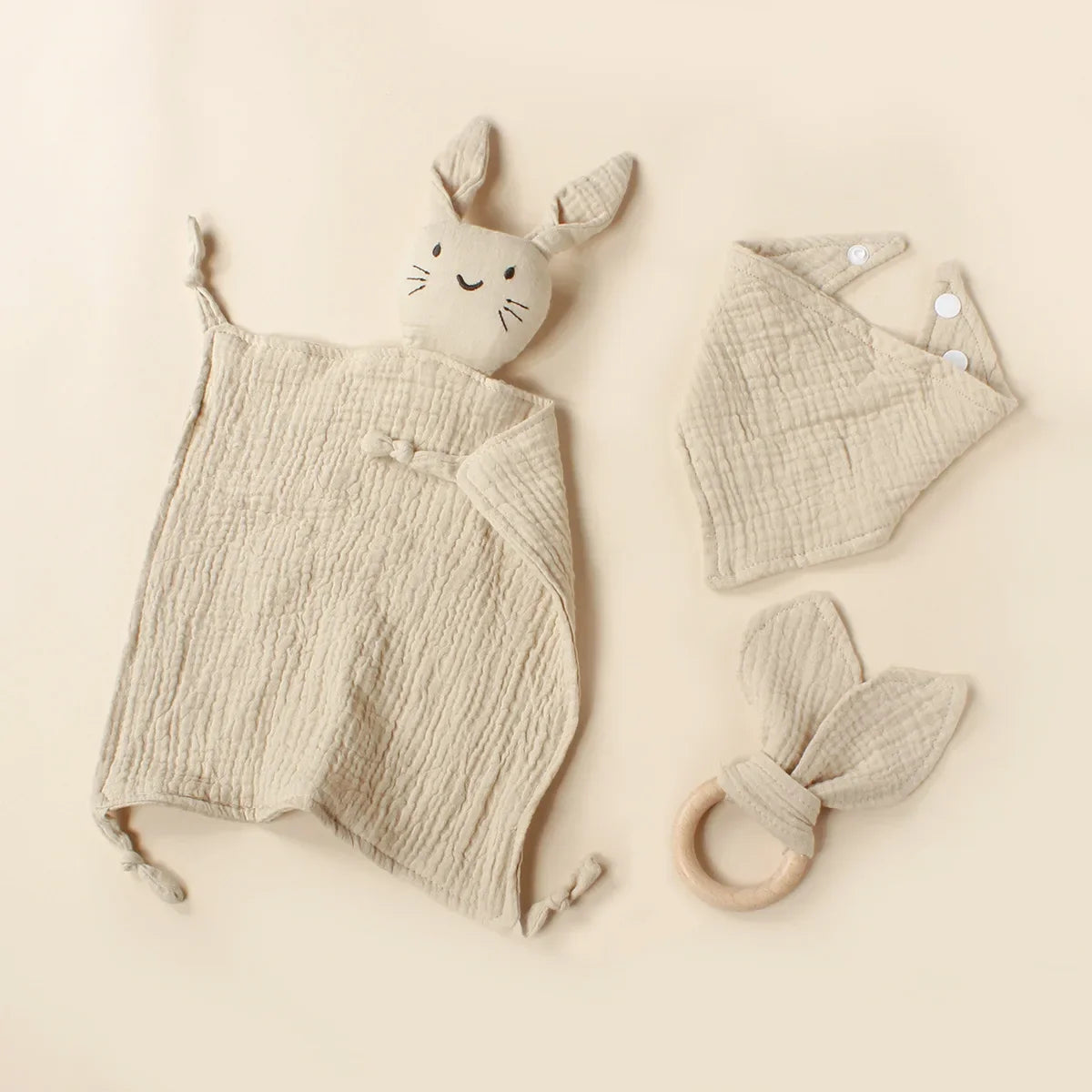 Muslin Wooden Ring Teething Set