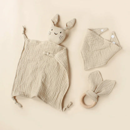 Muslin Wooden Ring Teething Set