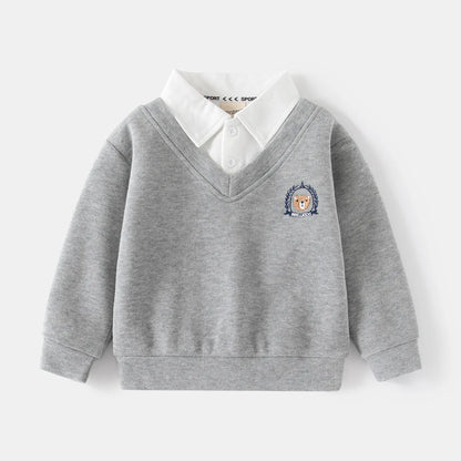 Faux Shirt Neck Sweatshirt