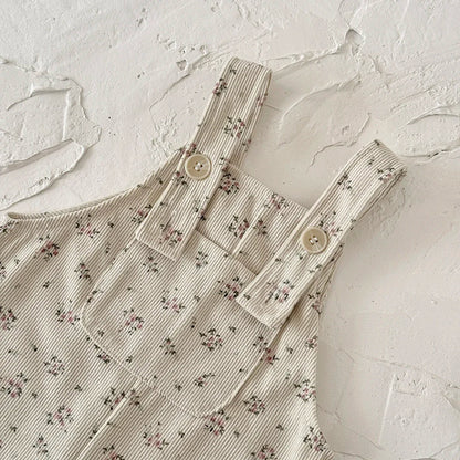 Floral Corduroy Dungarees Jumpsuit