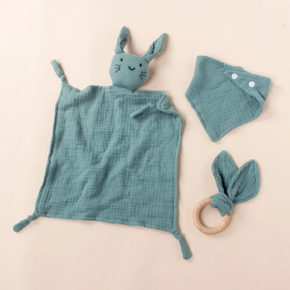 Muslin Wooden Ring Teething Set