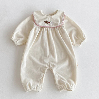 Corduroy Round Collar Jumpsuit