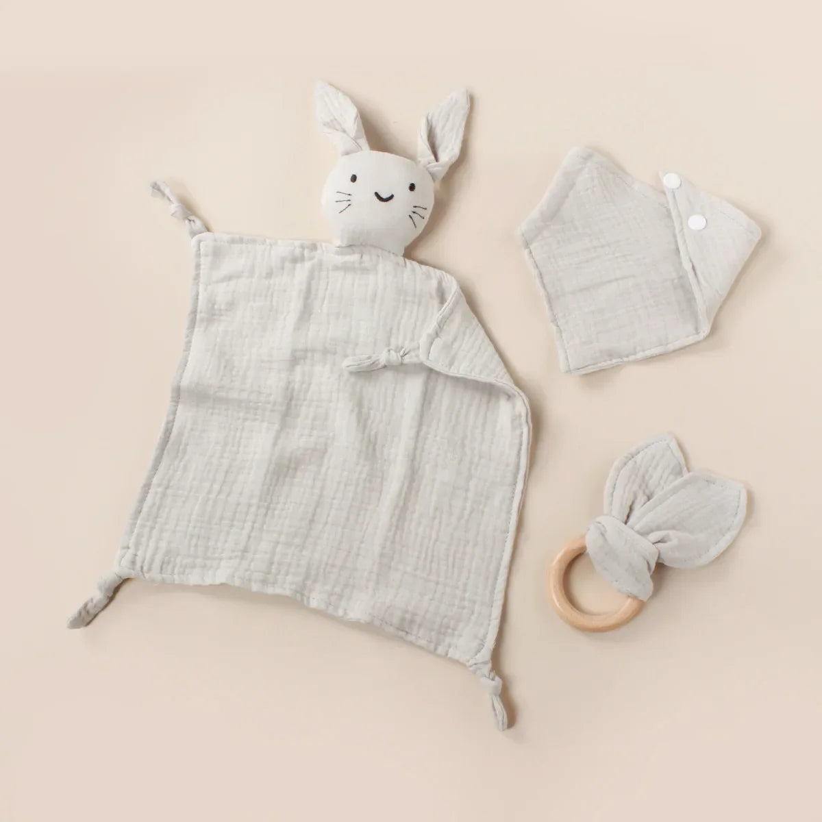 Muslin Wooden Ring Teething Set