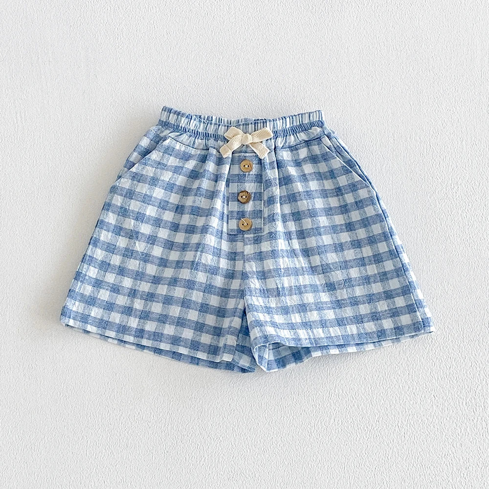 Linen Cotton Plaid Shorts