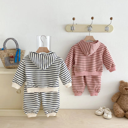 Striped Hoodie Jogger Set