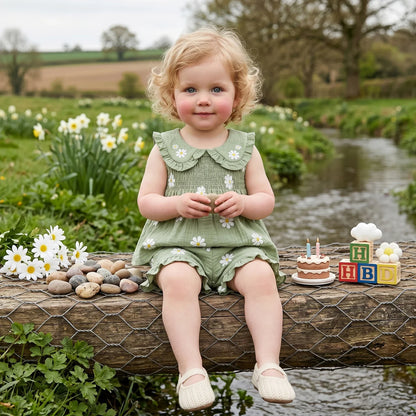 Daisy Print Doll Collar Shorts Set