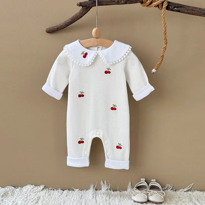 White Cherry Print Jumpsuit