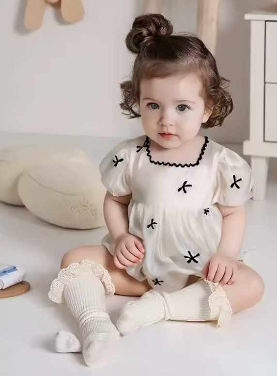 Tiny Bow Embroidery Romper