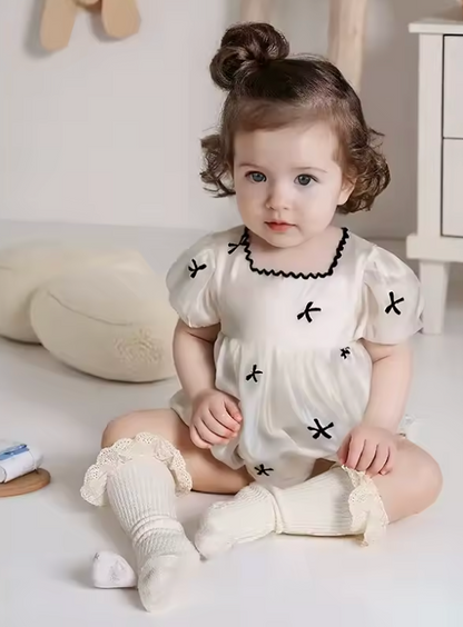 Tiny Bow Embroidery Romper