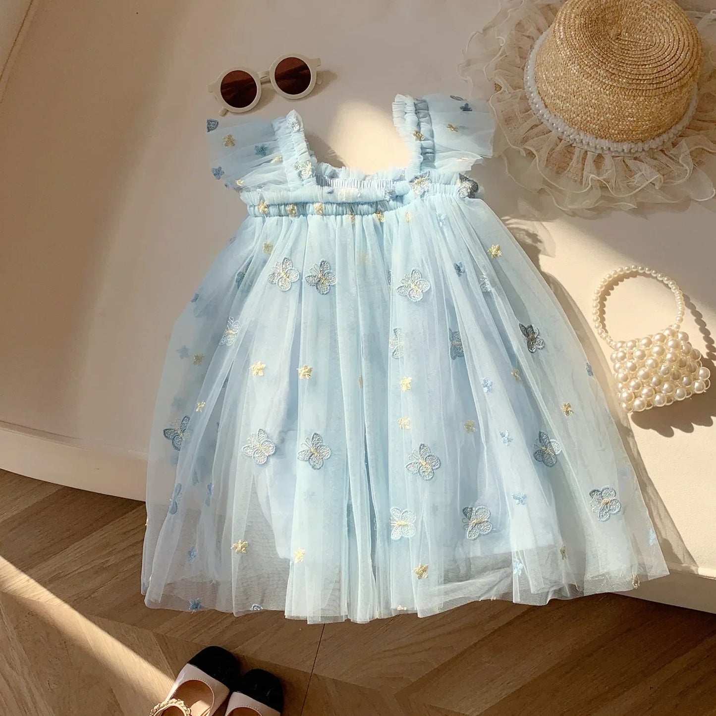 Flying Sleeve Butterfly Tulle Dress