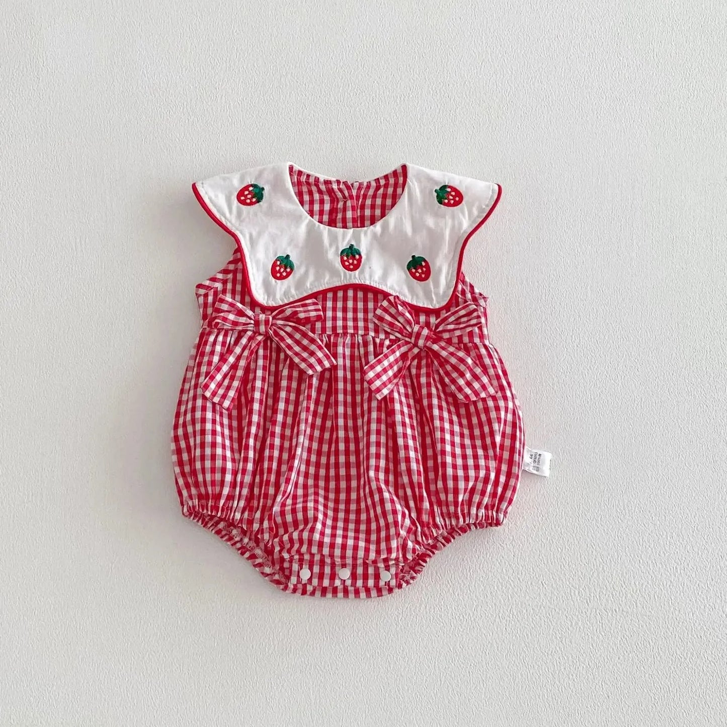 Embroidered Strawberry Collar Bodysuit