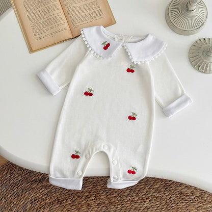 White Cherry Print Jumpsuit