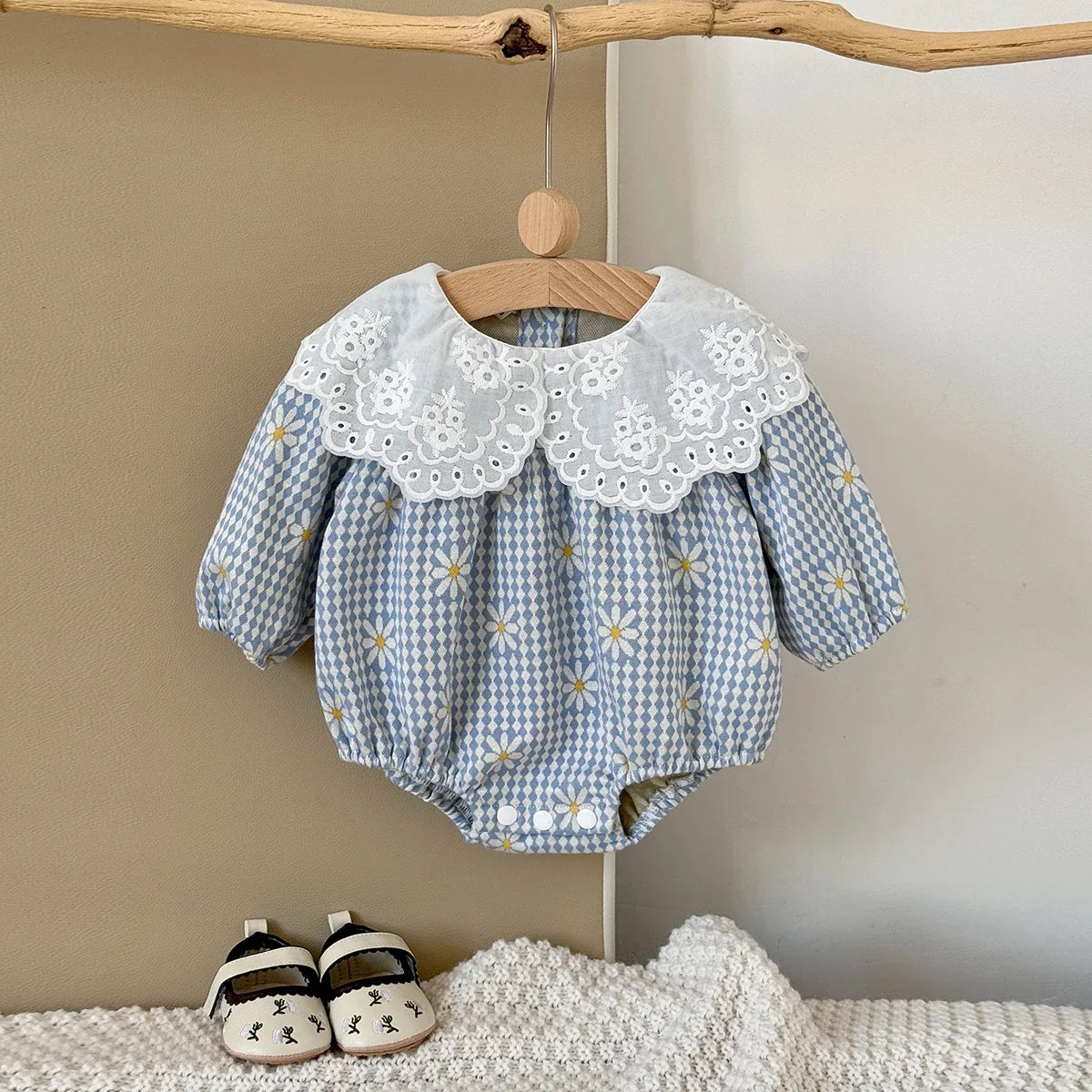 Lace Floral Doll Collar Romper