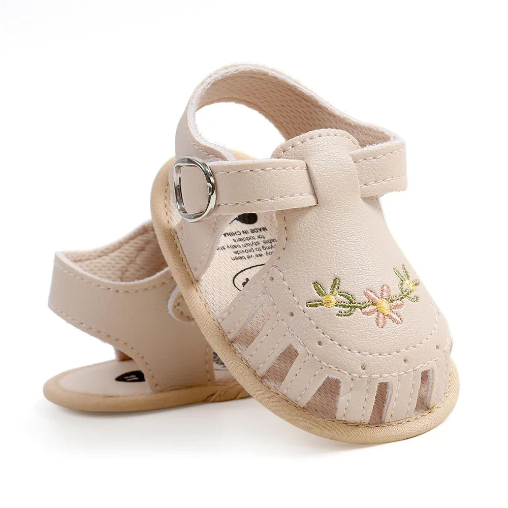 Embroidered Floral Pre-Walker Sandals