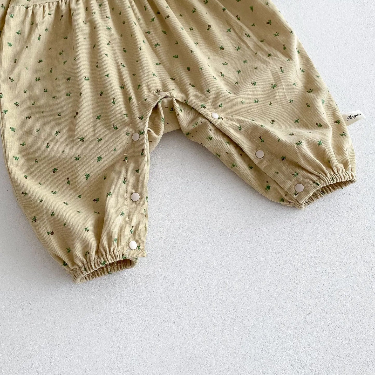 Corduroy Floral Lapel Jumpsuit