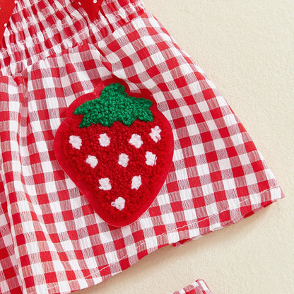 Plaid Polka Dot Strawberry Set