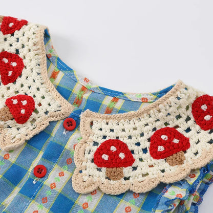 Crochet Mushroom Collar Romper