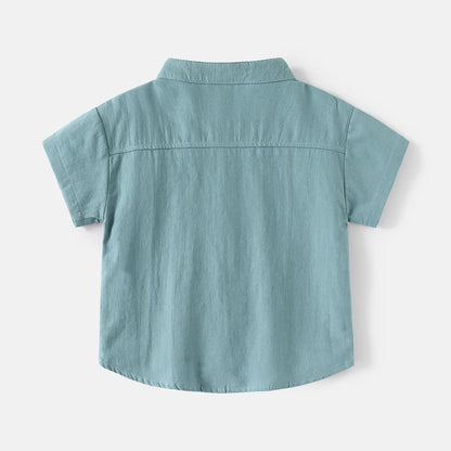 Stand Collar Solid Cotton Shirt