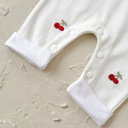 White Cherry Print Jumpsuit