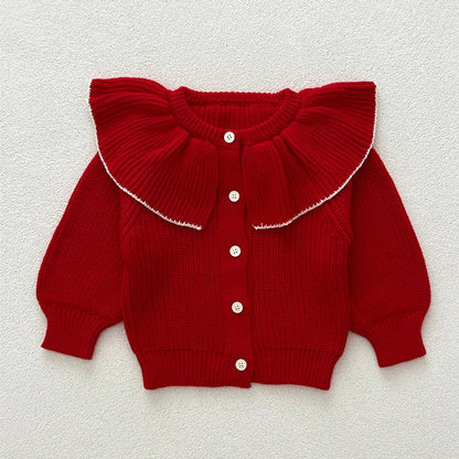 Knitted Flap Collar Cardigan