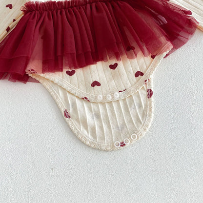 Heart Print Tutu Bodysuit