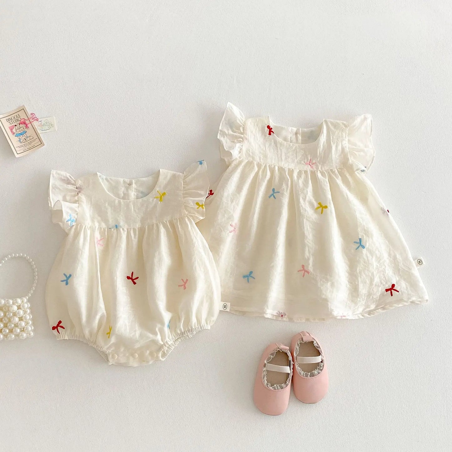 Ribbon Fly Sleeve Sister Outfits