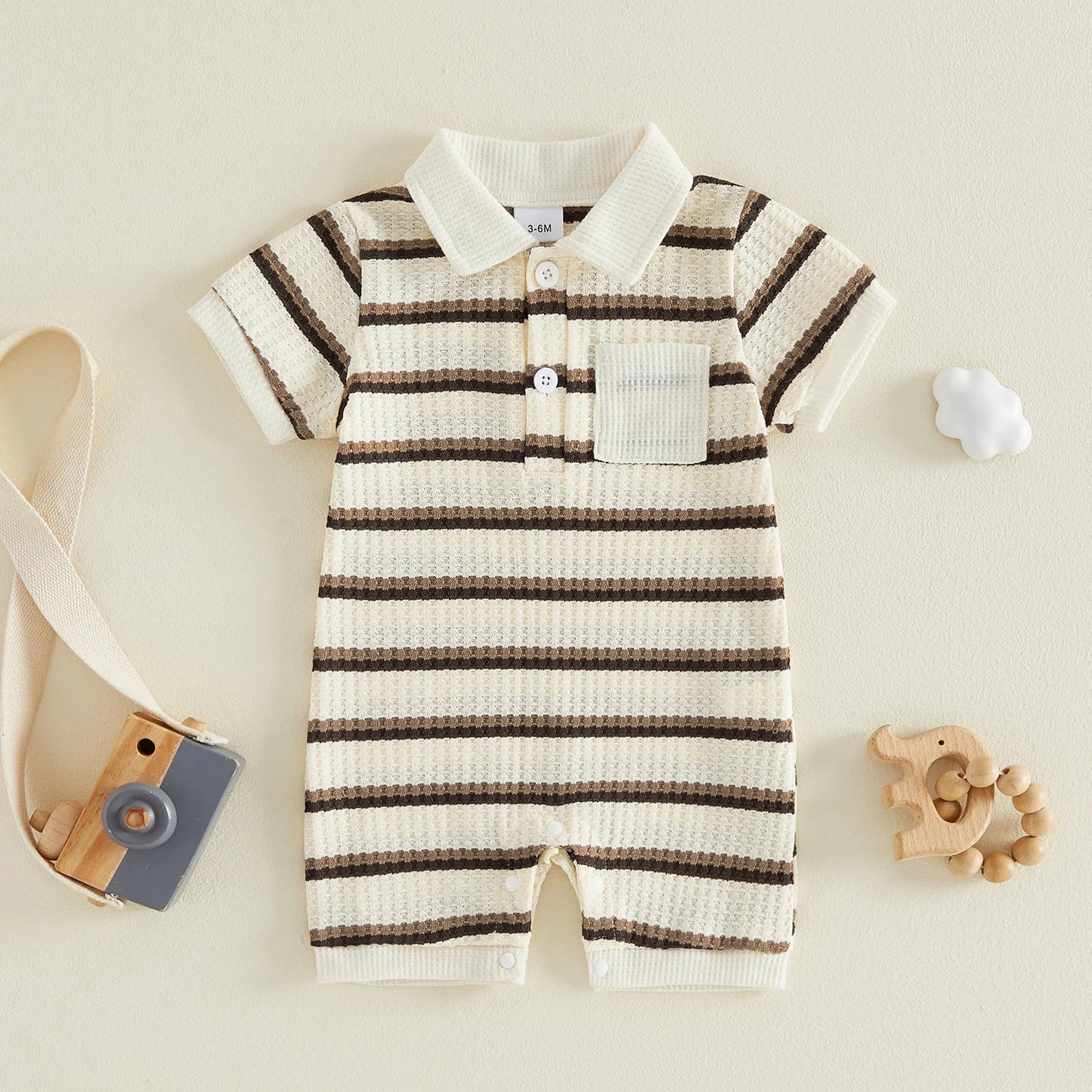 Classic Stripe Waffle Romper