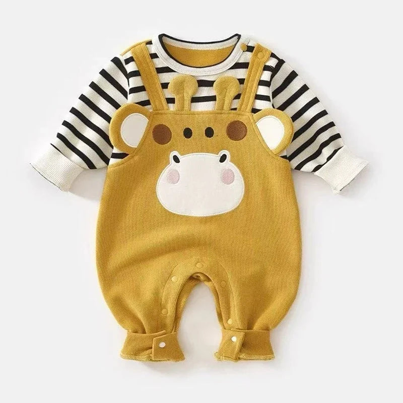 Stripe Animal Patchwork Jumpsuit