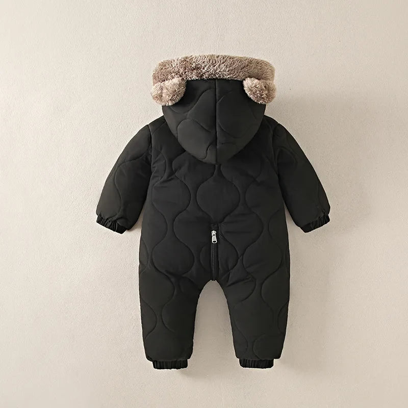 Winter baby fur lining  jumpsuit