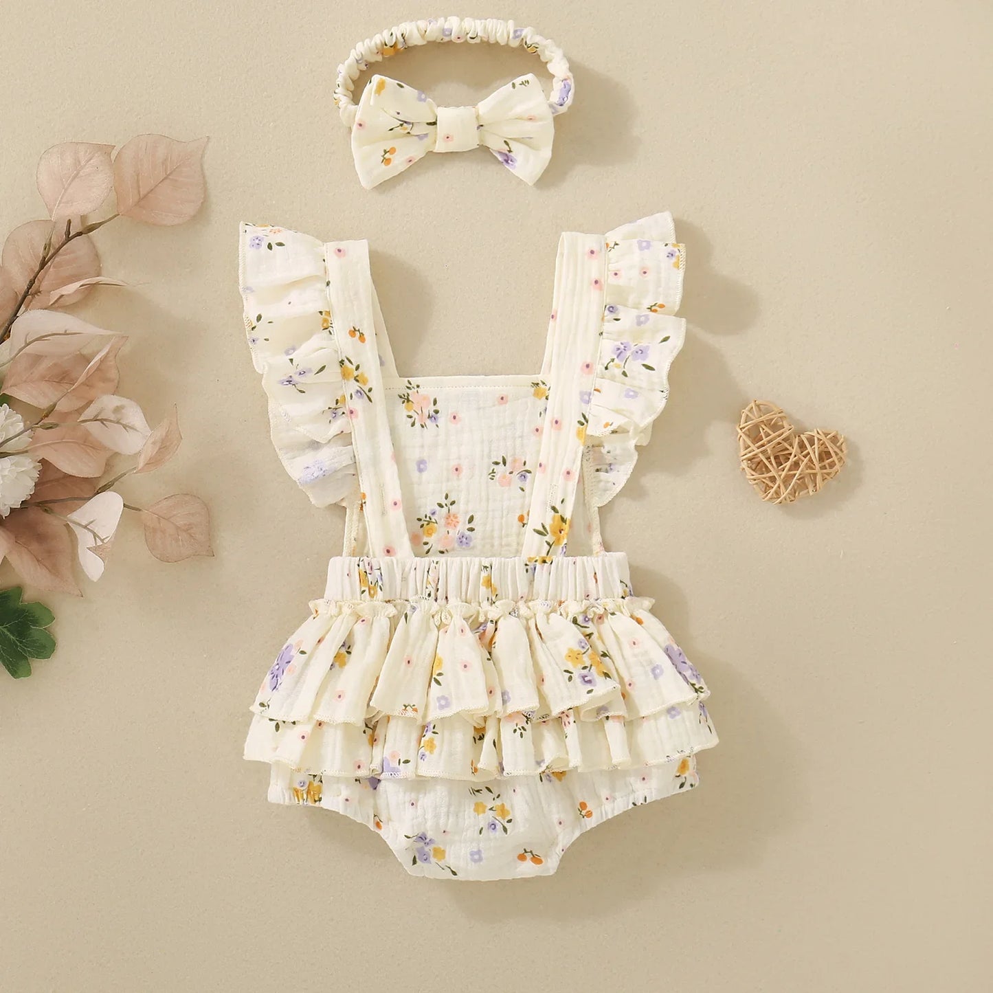 Summer Flower Romper w Headband