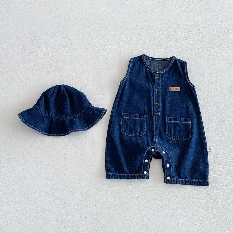 Soft Denim Jumpsuit W Hat