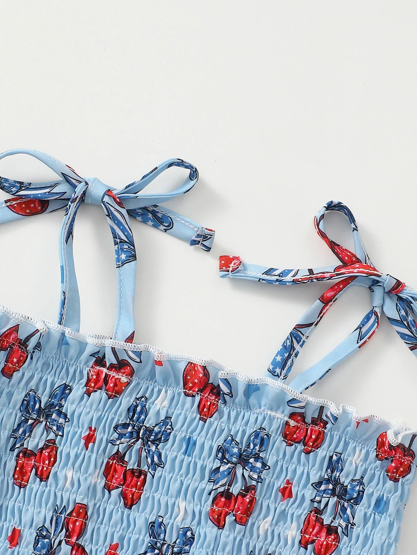 Blue Cherry Print Romper