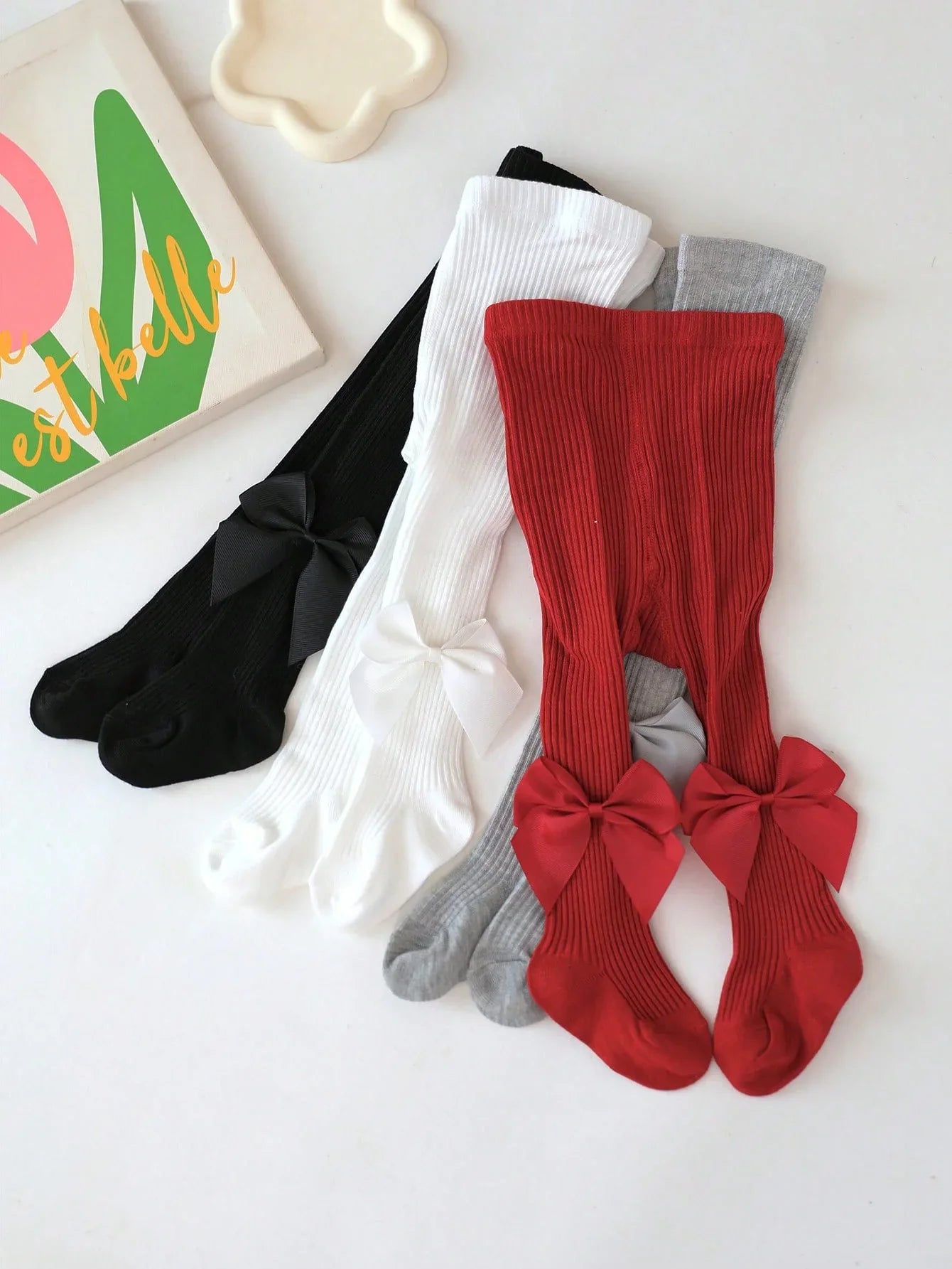 Side Bowknots Knit Leggings