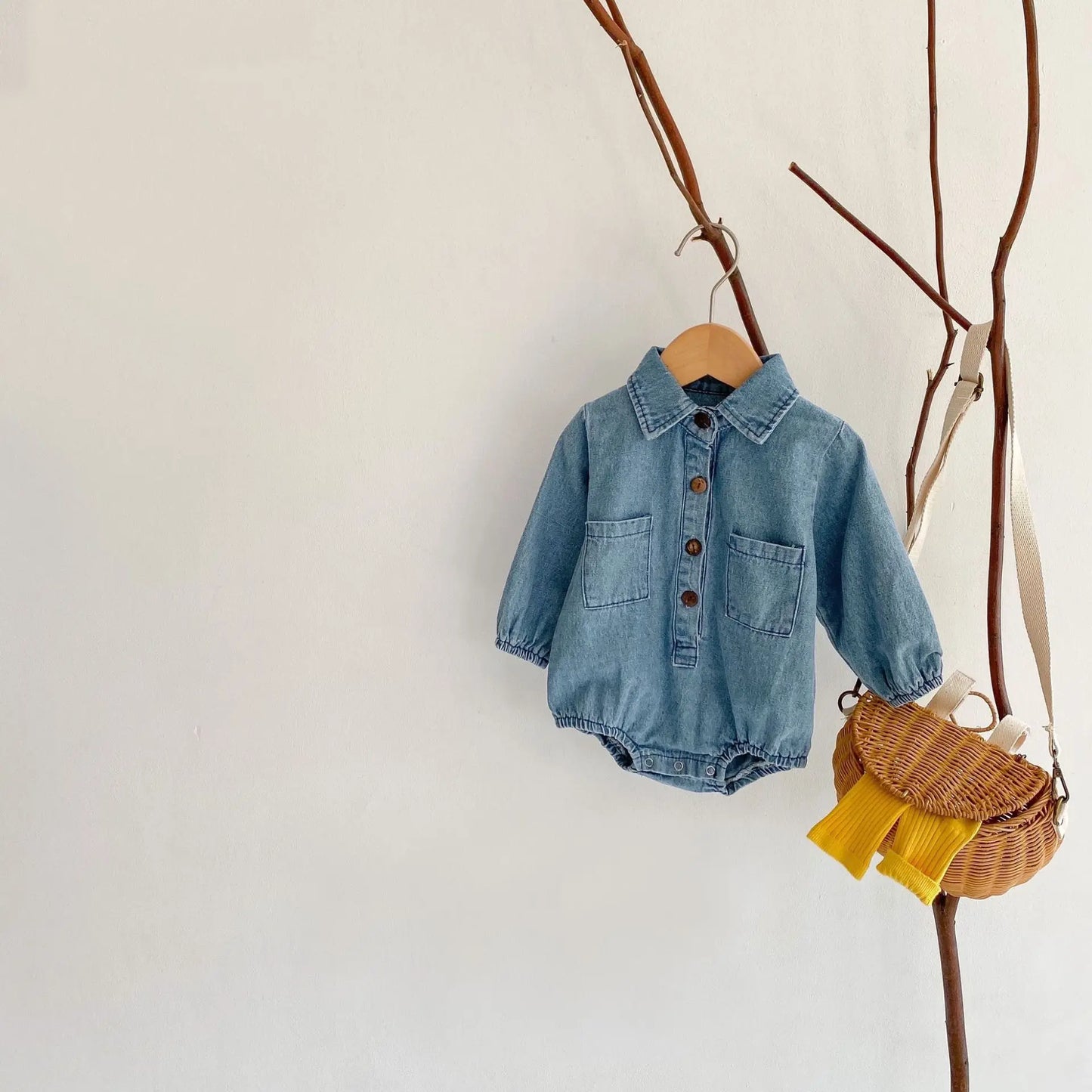 Long Sleeve Denim Bodysuit