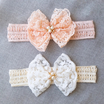 Elastic Pearl Lace Headband