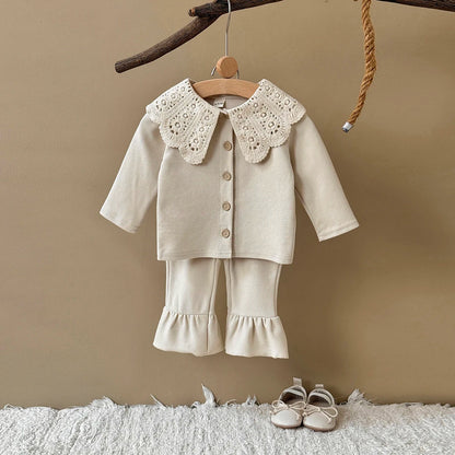 Large Lace Collar Cardigan Set