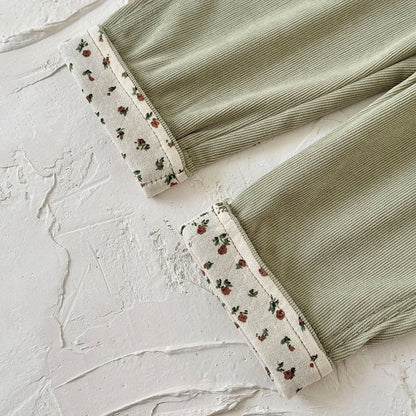 Floral Cuff Overall Jumpsuit
