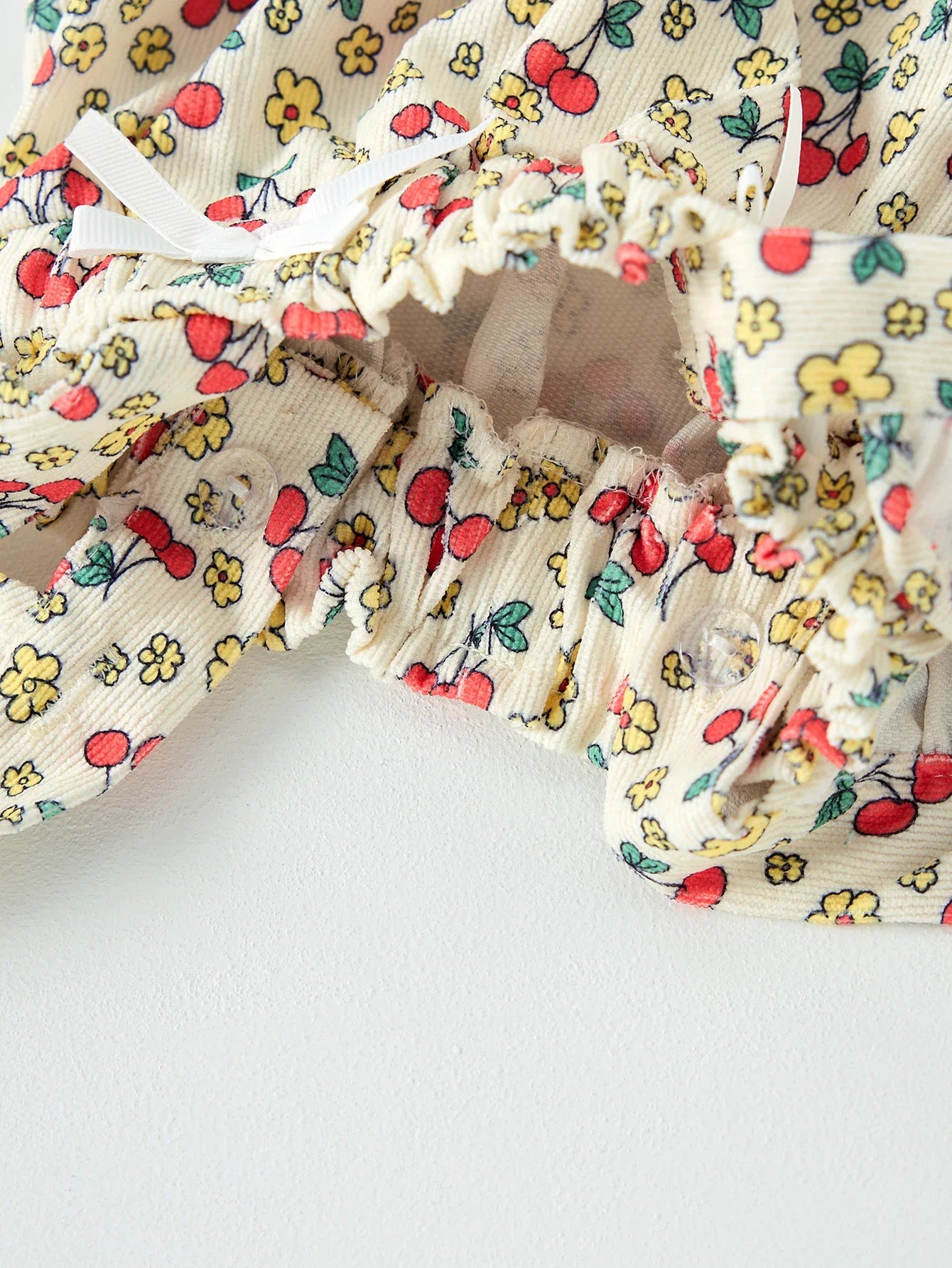Cherry Ribbon Suspender Romper
