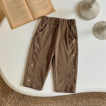 Floral Side Corduroy Pants
