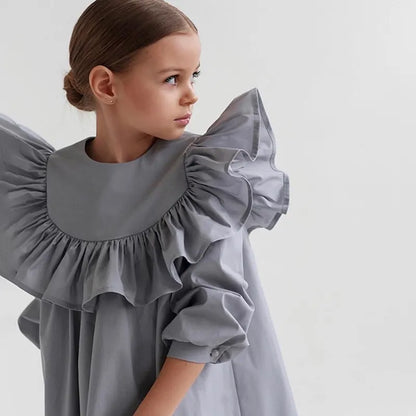 Flying Sleeve Ruffle Dress