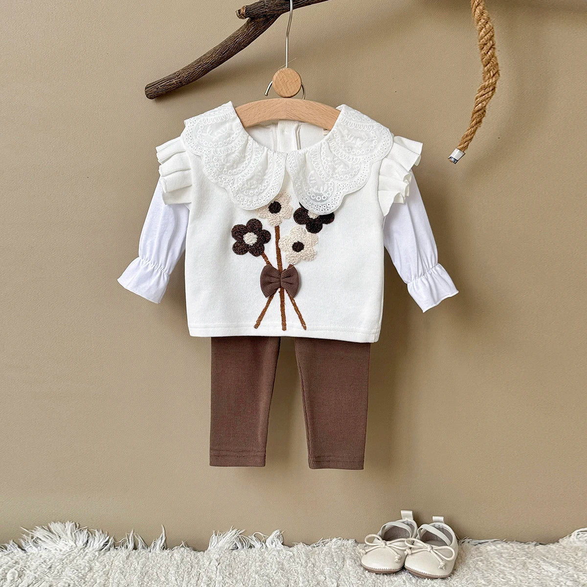 Brown Flower Embroidery Set