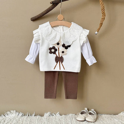 Brown Flower Embroidery Set