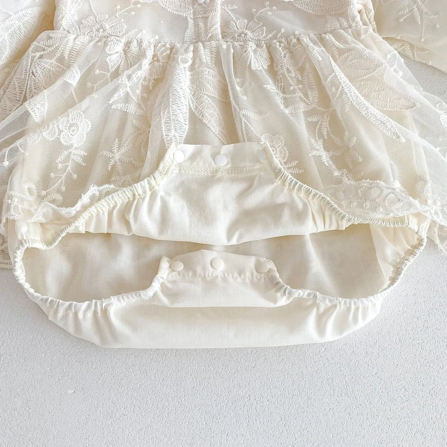 Lace Button up Romper Dress