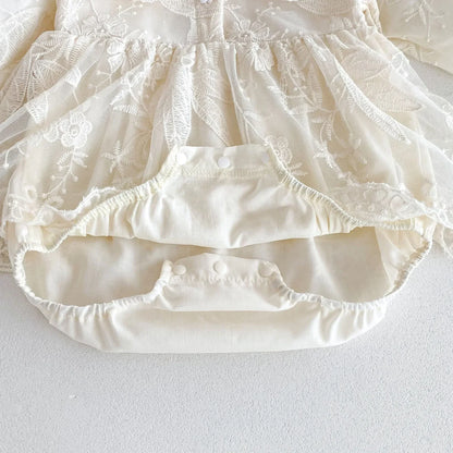 Lace Button up Romper Dress